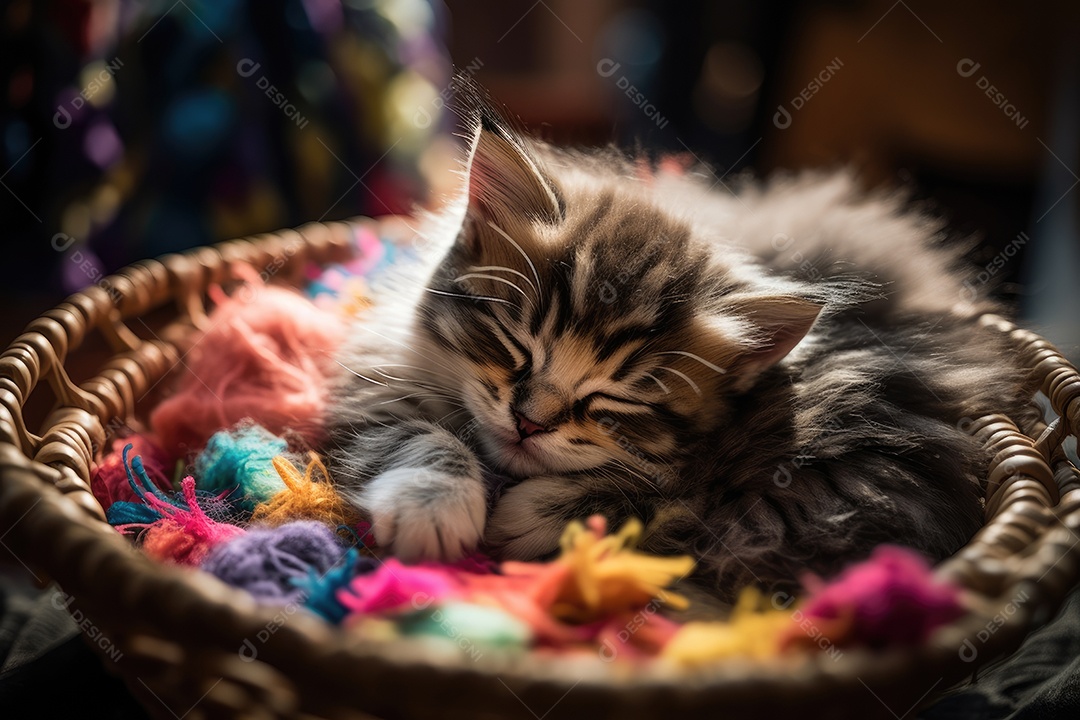 Serenidade felina: gatinho fofo em sonhos