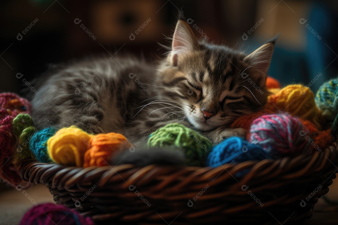 Serenidade felina: gatinho fofo em sonhos