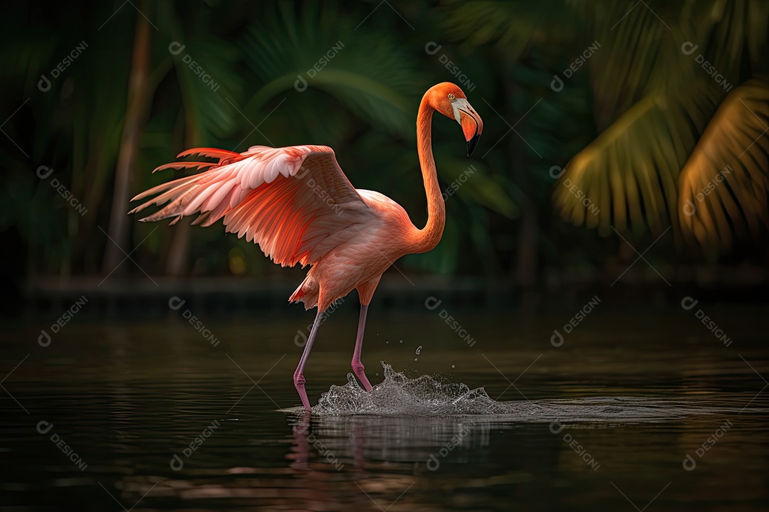 Flamingo Splendor: Elegância reflexiva em cores!