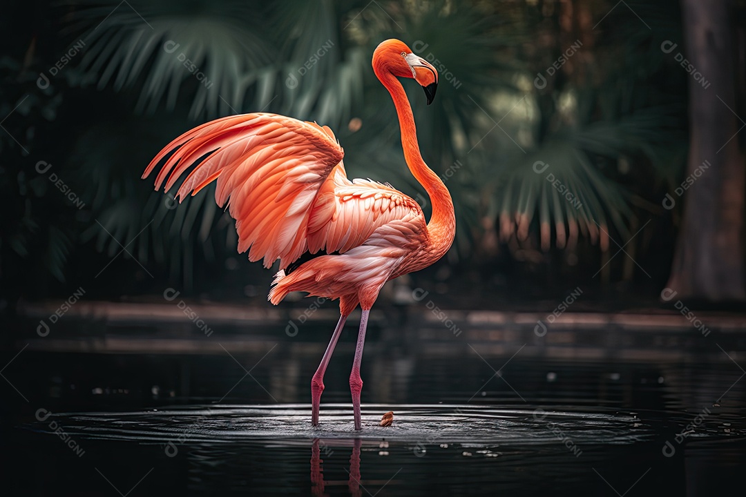 Flamingo Splendor: Elegância reflexiva em cores!