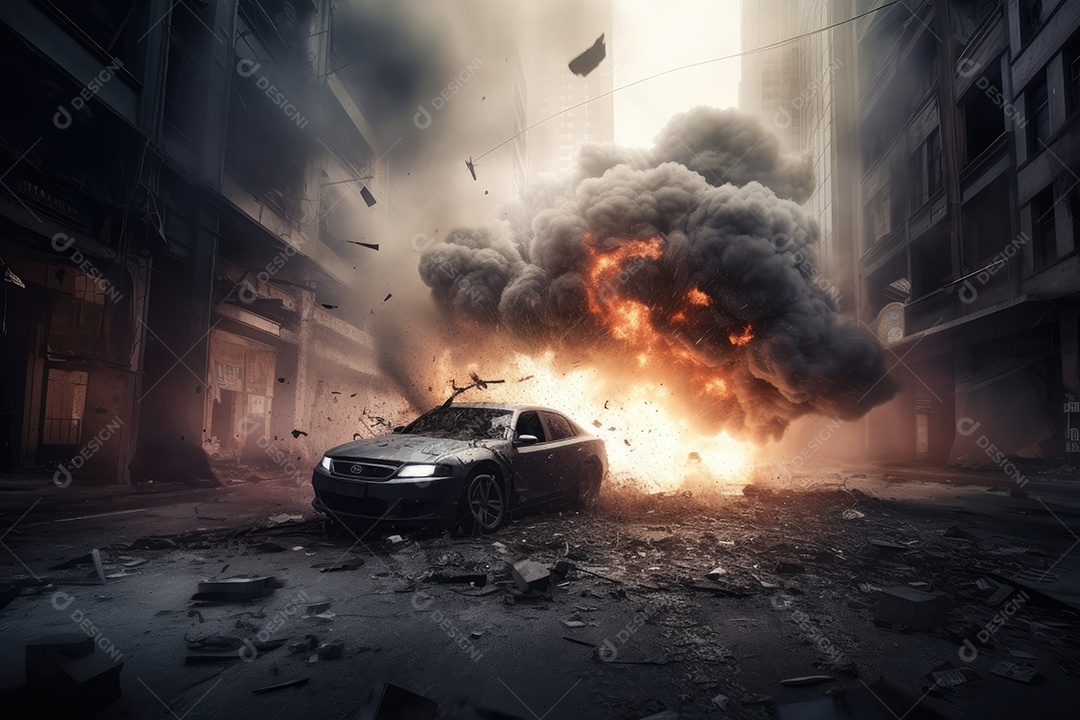 Explosão Urbana: Caos e Destroços Lumix LX10