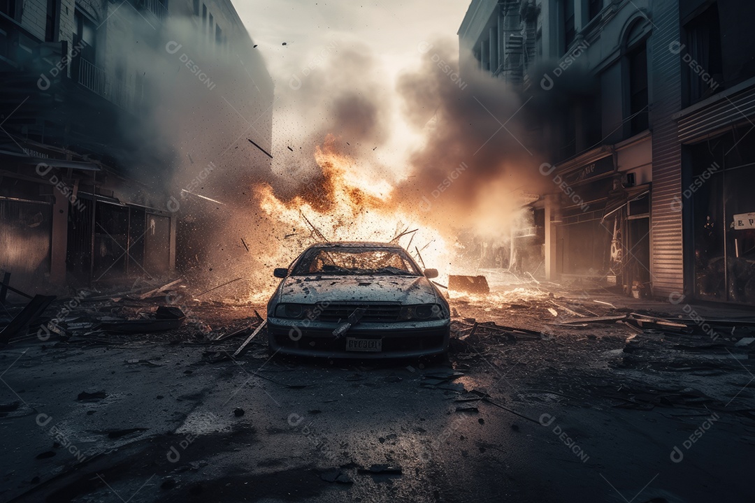 Explosão Urbana: Caos e Destroços Lumix LX10