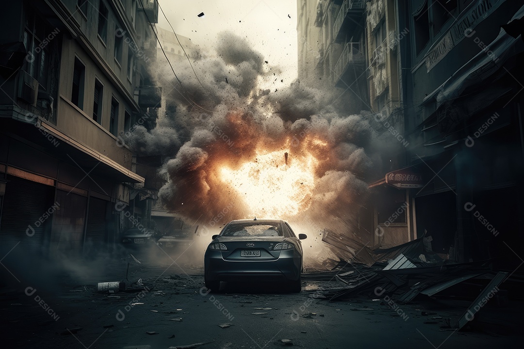 Explosão Urbana: Caos e Destroços Lumix LX10