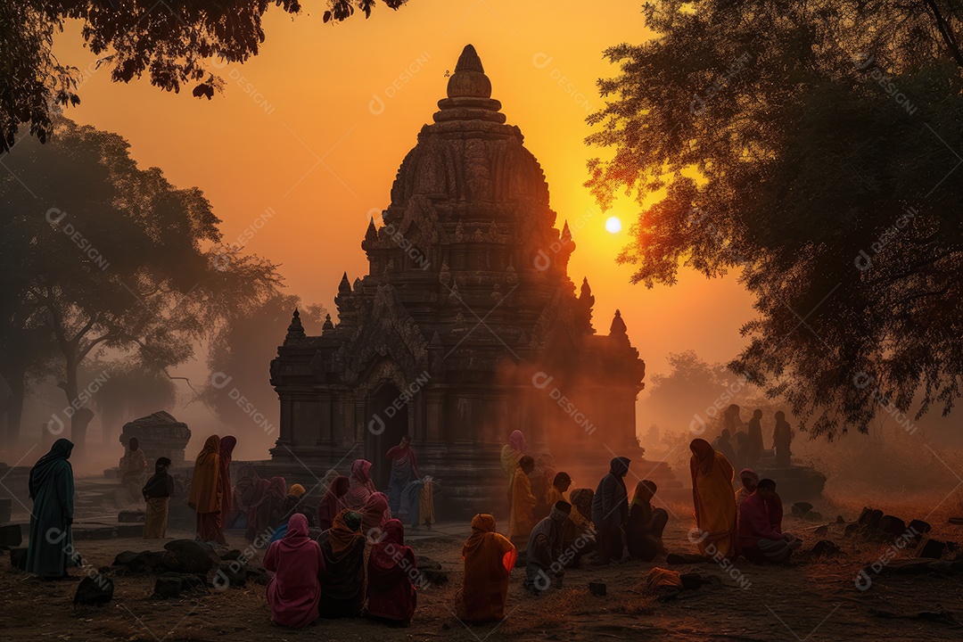Templo Antigo: Rituais Sagrados ao Anoitecer