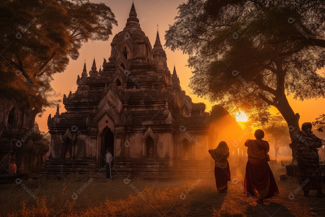 Templo Antigo: Rituais Sagrados ao Anoitecer