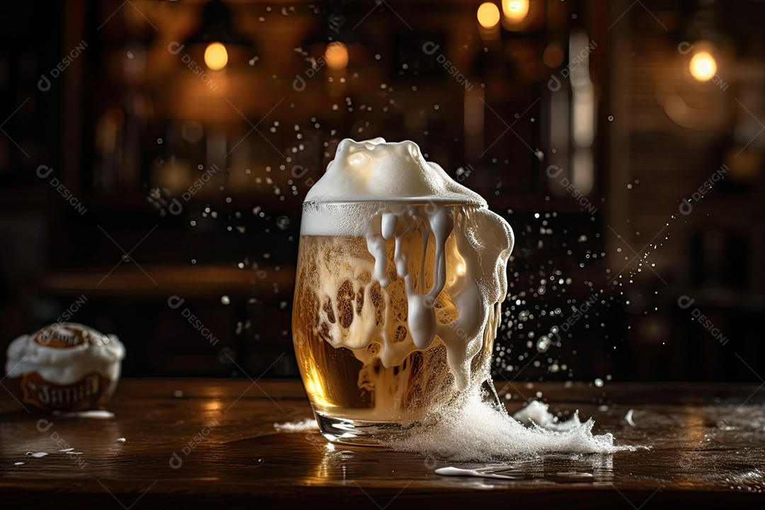 Copo com bebida espumante