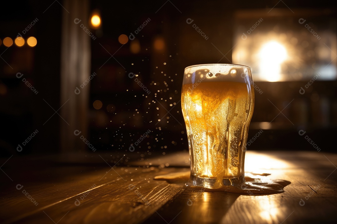 Copo com bebida espumante