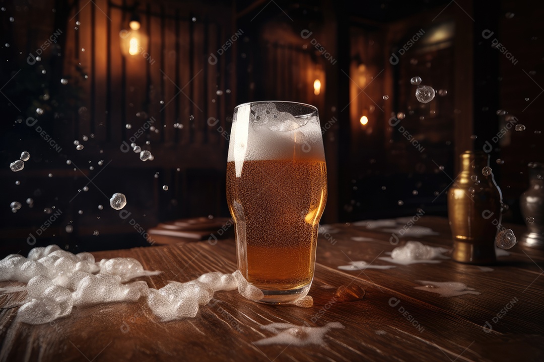 Copo com bebida espumante