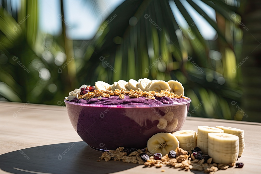 Açaí tropical: Tigela recheada com acompanhamentos