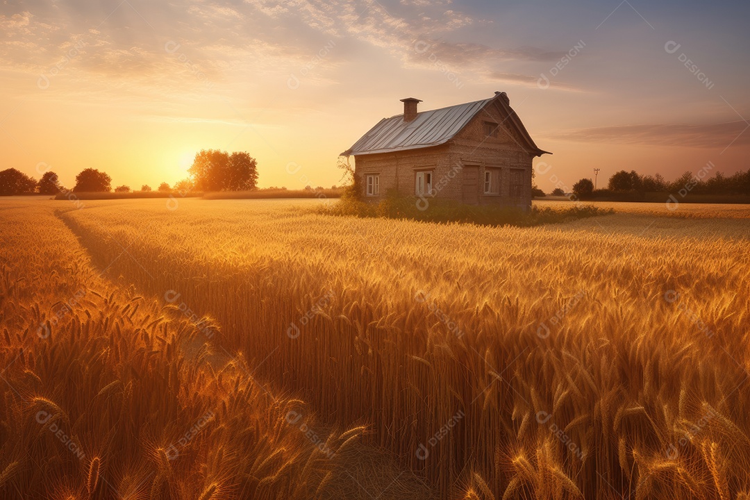 Vista de uma fazenda de trigo