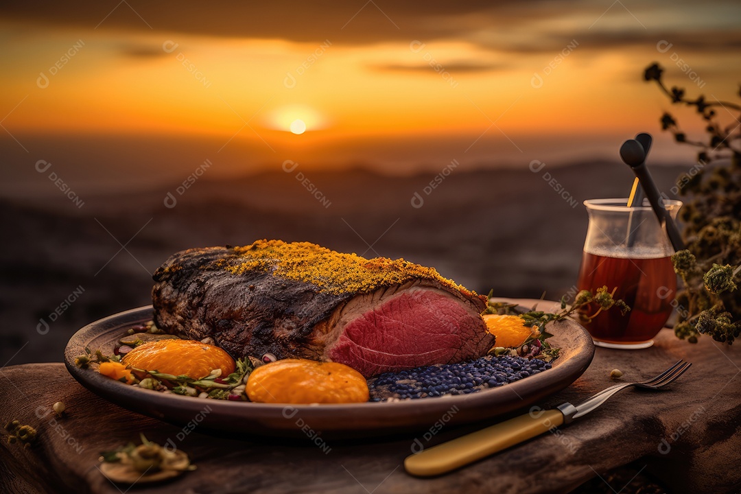 Suculenta Picanha Grelhada ao Pôr do Sol