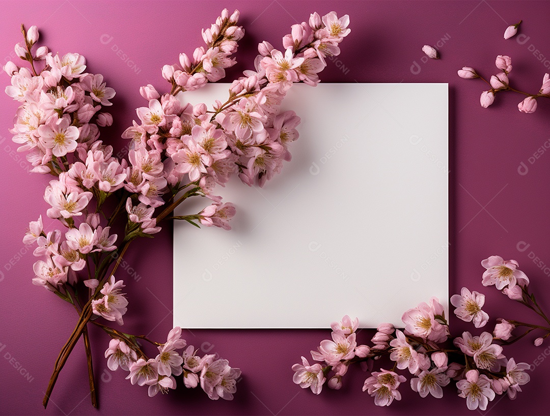 Linda moldura floral e folha em branco