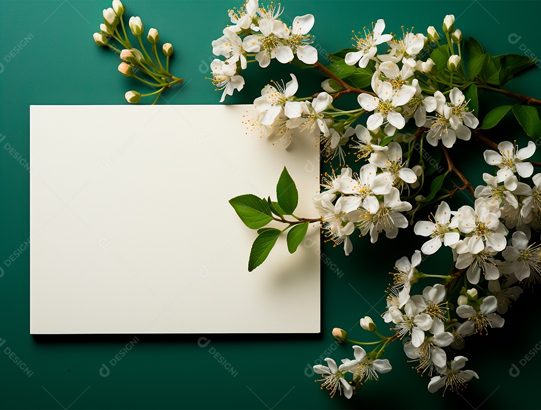 Linda moldura floral e folha em branco