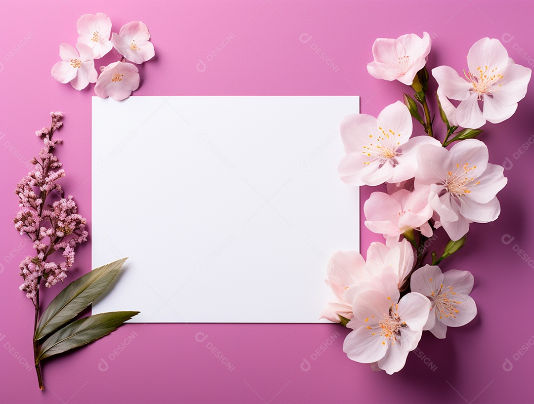 Linda moldura floral e folha em branco