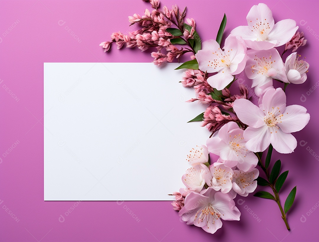 Linda moldura floral e folha em branco