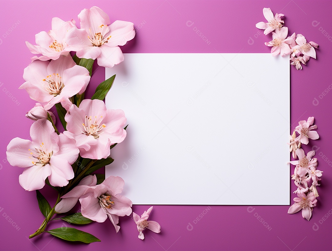 Linda moldura floral e folha em branco