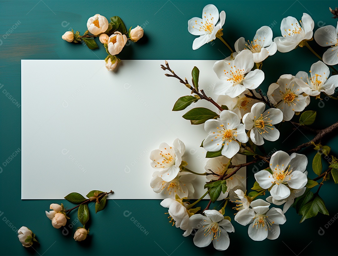 Linda moldura floral e folha em branco