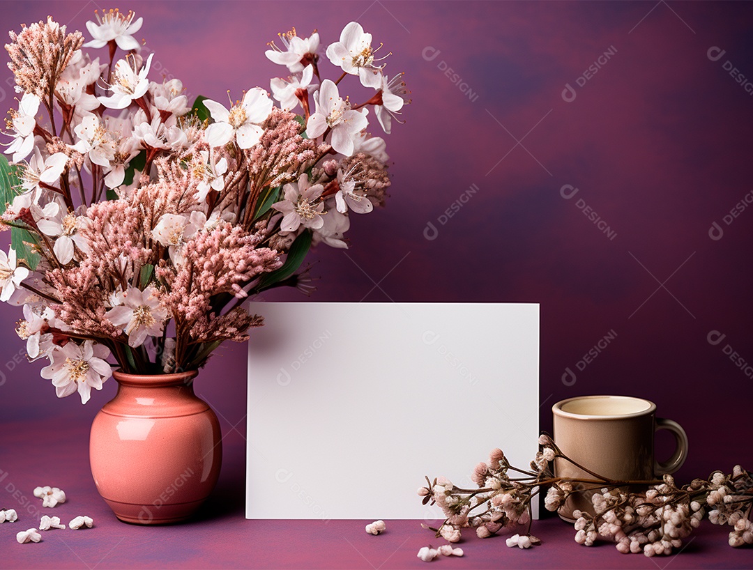 Linda moldura floral e folha em branco