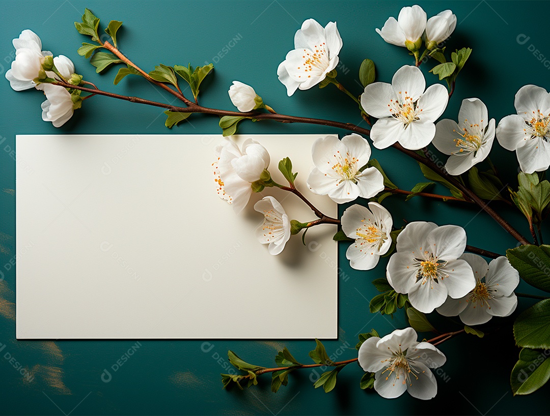 Linda moldura floral e folha em branco