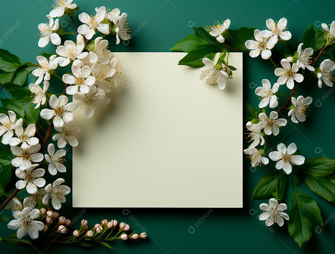 Linda moldura floral e folha em branco