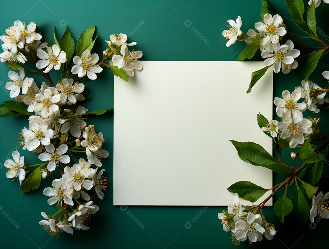 Linda moldura floral e folha em branco