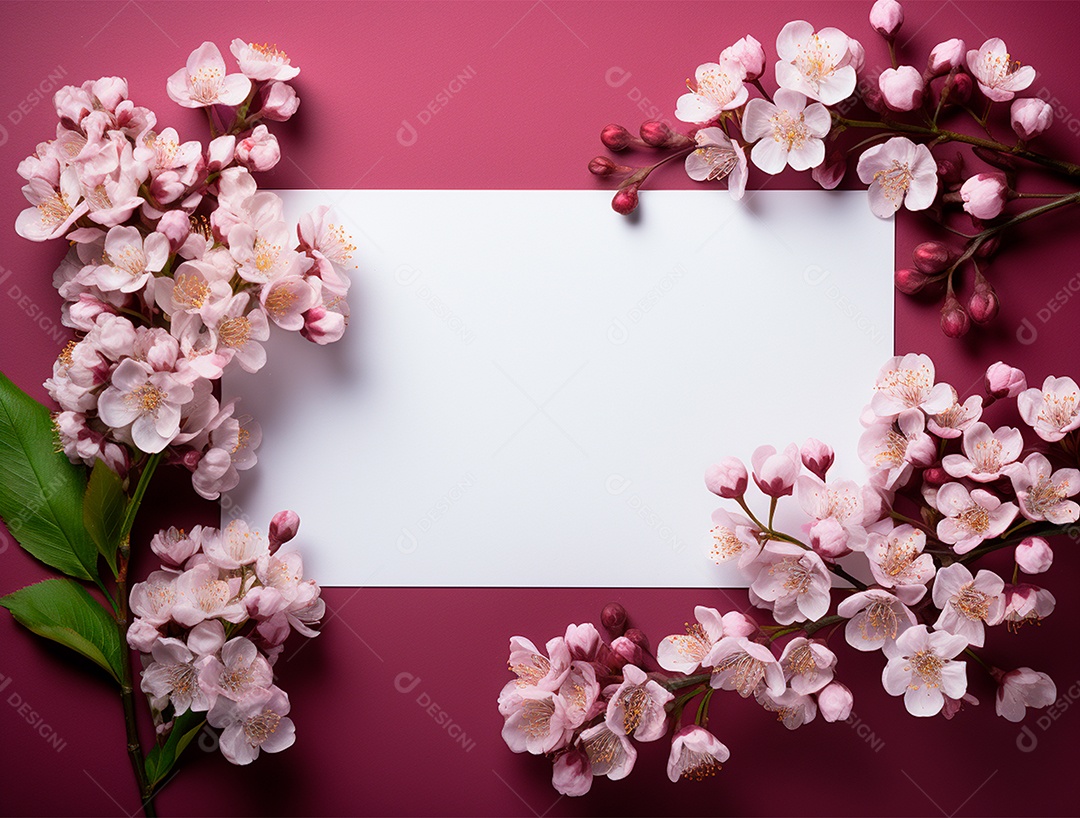 Linda moldura floral e folha em branco