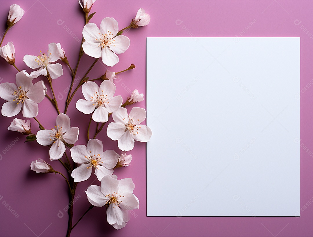 Linda moldura floral e folha em branco