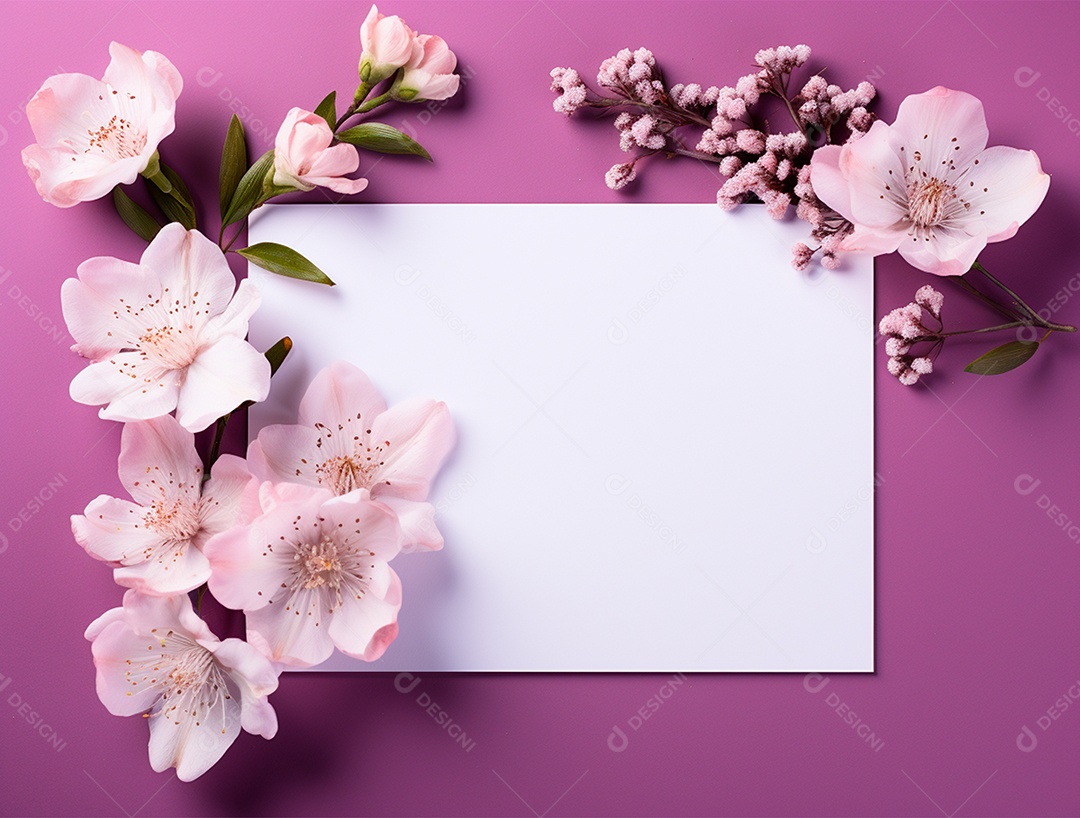 Linda moldura floral e folha em branco