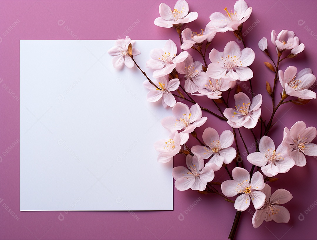 Linda moldura floral e folha em branco