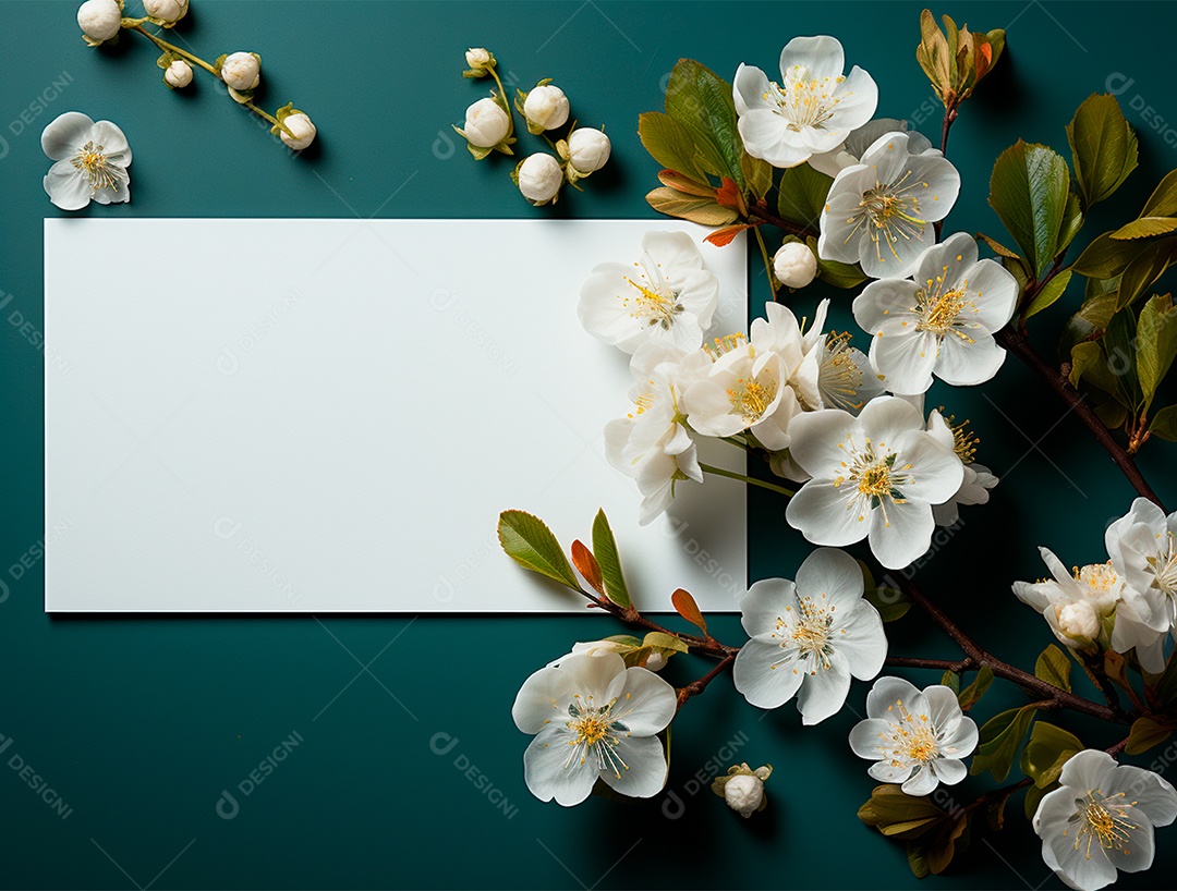 Linda moldura floral e folha em branco