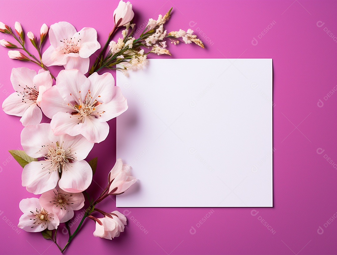 Linda moldura floral e folha em branco