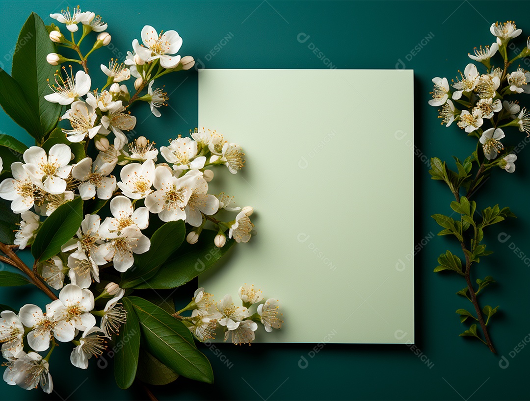 Linda moldura floral e folha em branco