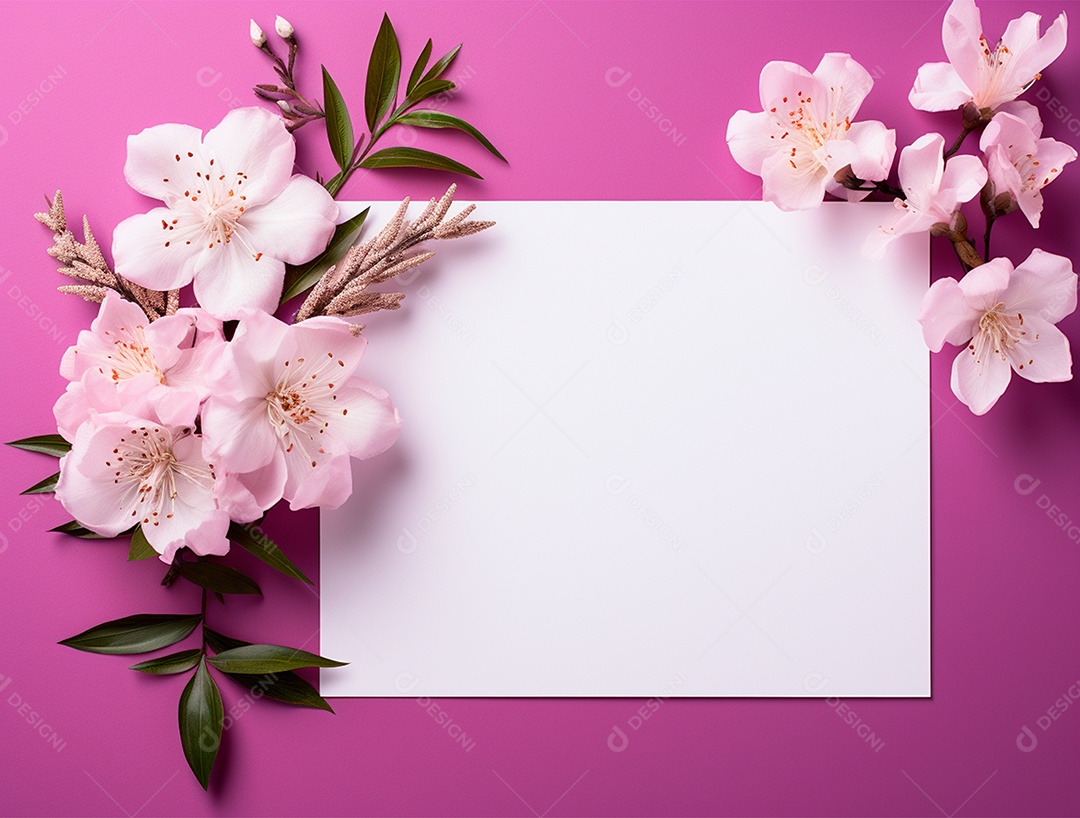 Linda moldura floral e folha em branco