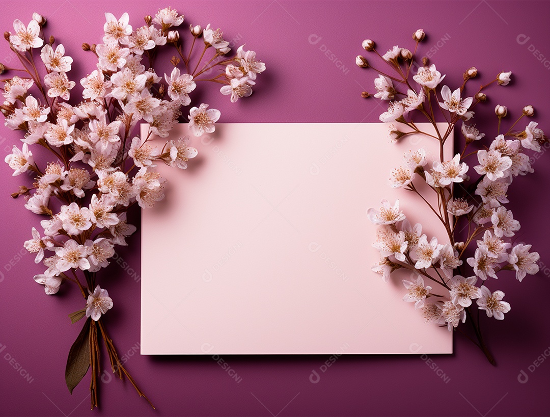 Linda moldura floral e folha em branco