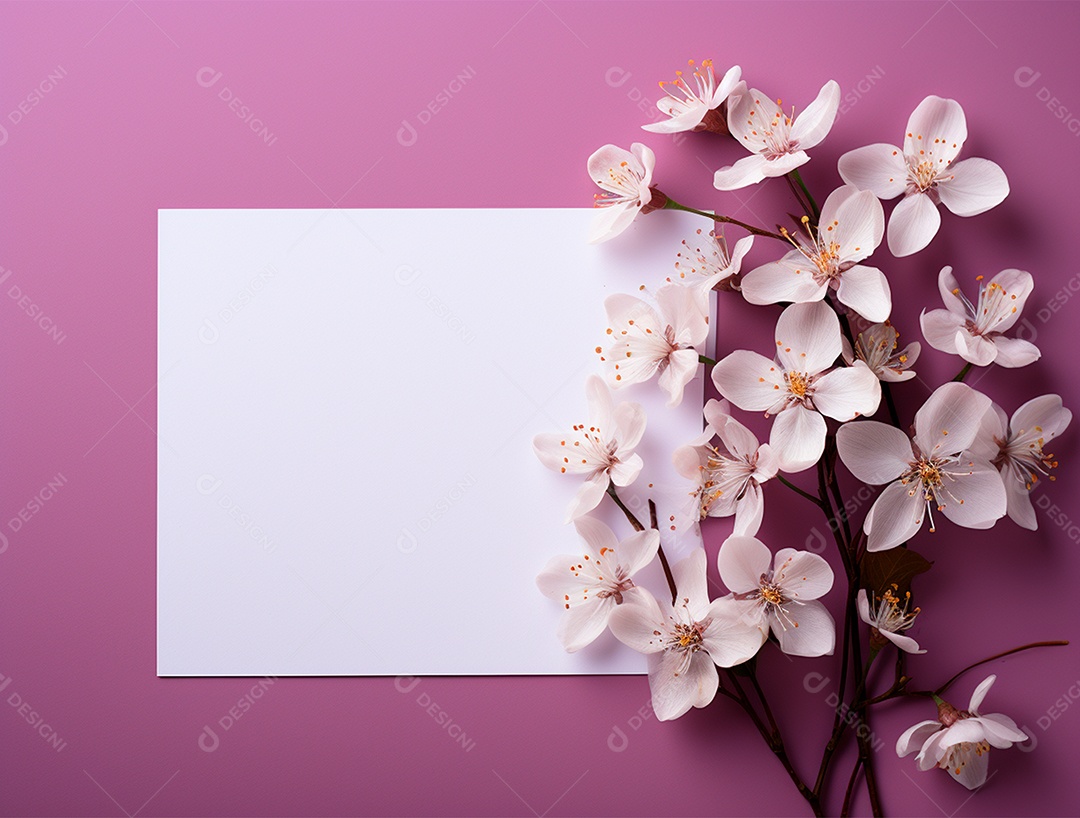 Linda moldura floral e folha em branco