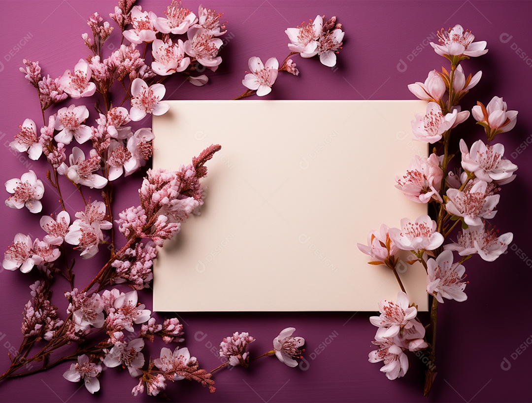 Linda moldura floral e folha em branco