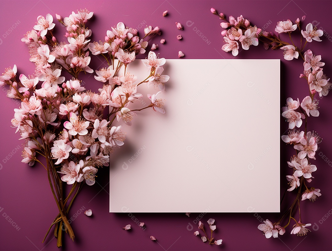 Linda moldura floral e folha em branco