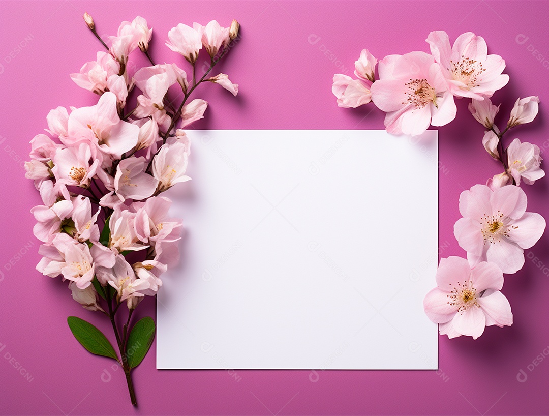 Linda moldura floral e folha em branco