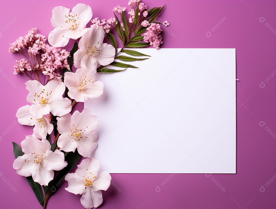 Linda moldura floral e folha em branco