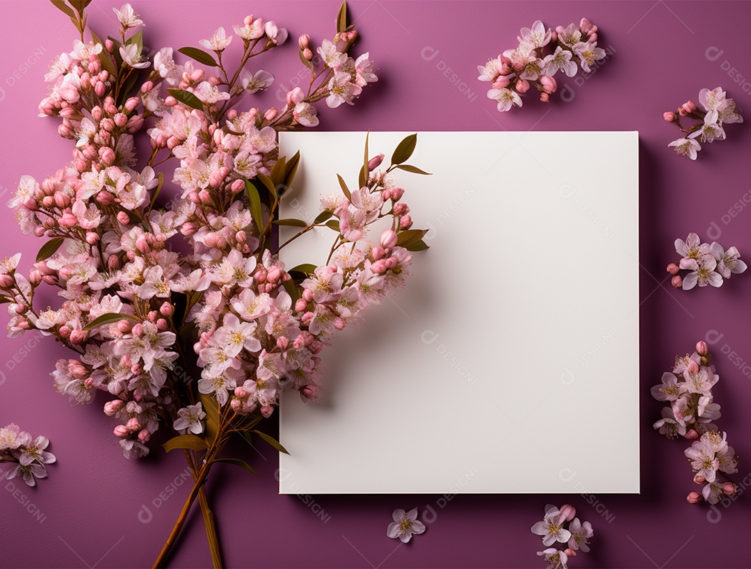 Linda moldura floral e folha em branco