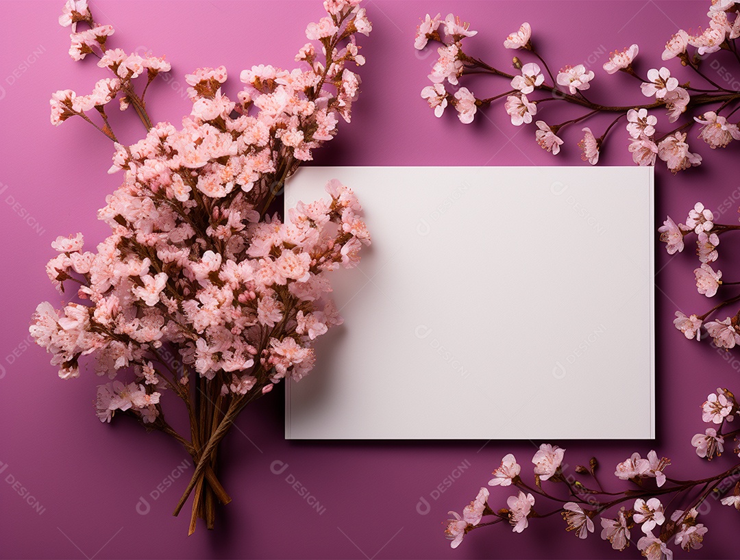 Linda moldura floral e folha em branco