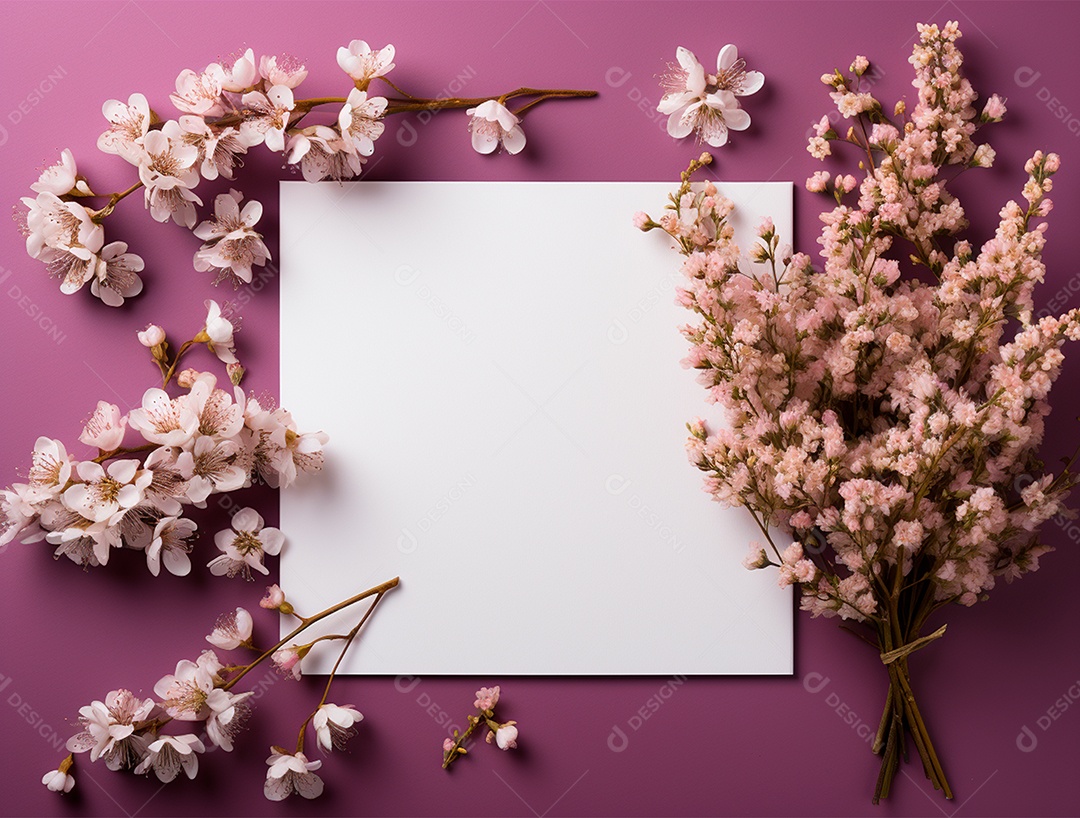 Linda moldura floral e folha em branco