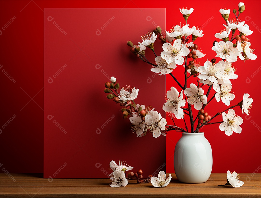 Linda moldura floral e folha em branco