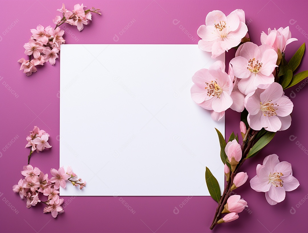 Linda moldura floral e folha em branco