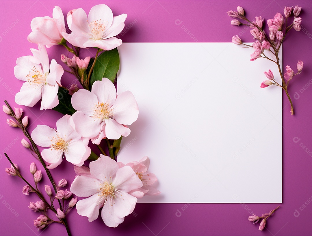 Linda moldura floral e folha em branco