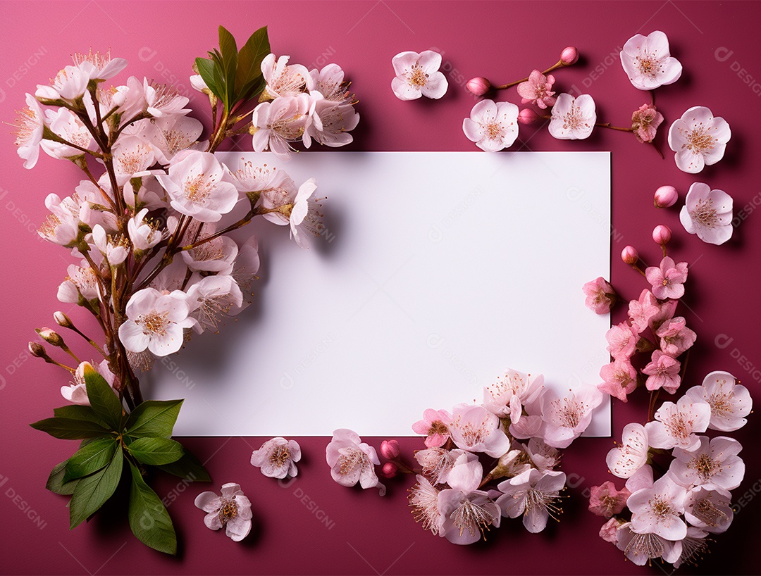 Linda moldura floral e folha em branco)