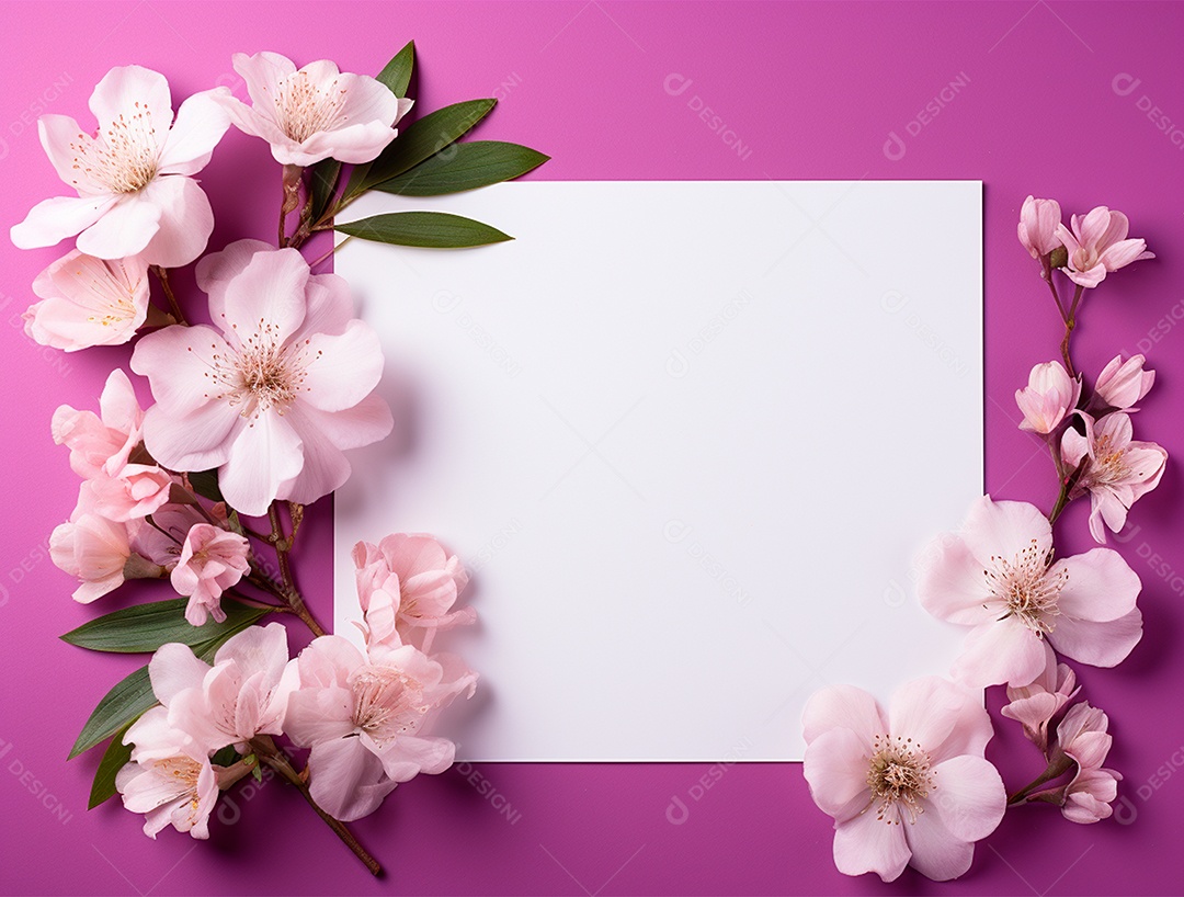 Linda moldura floral e folha em branco