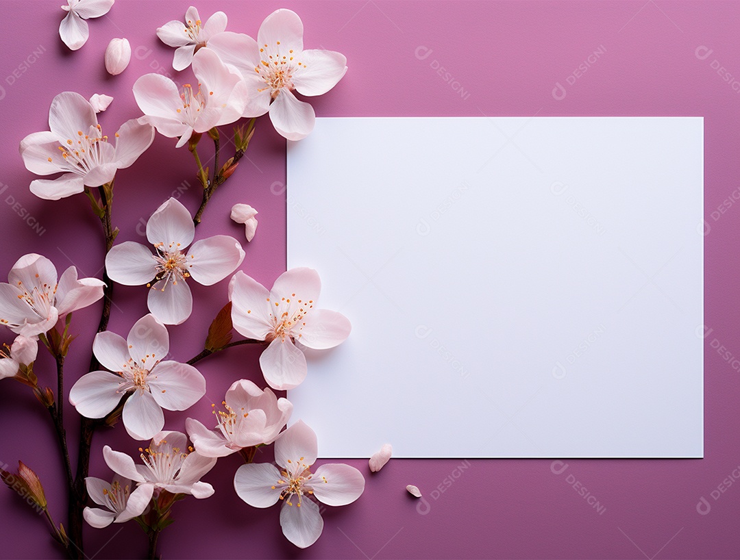 Linda moldura floral e folha em branco