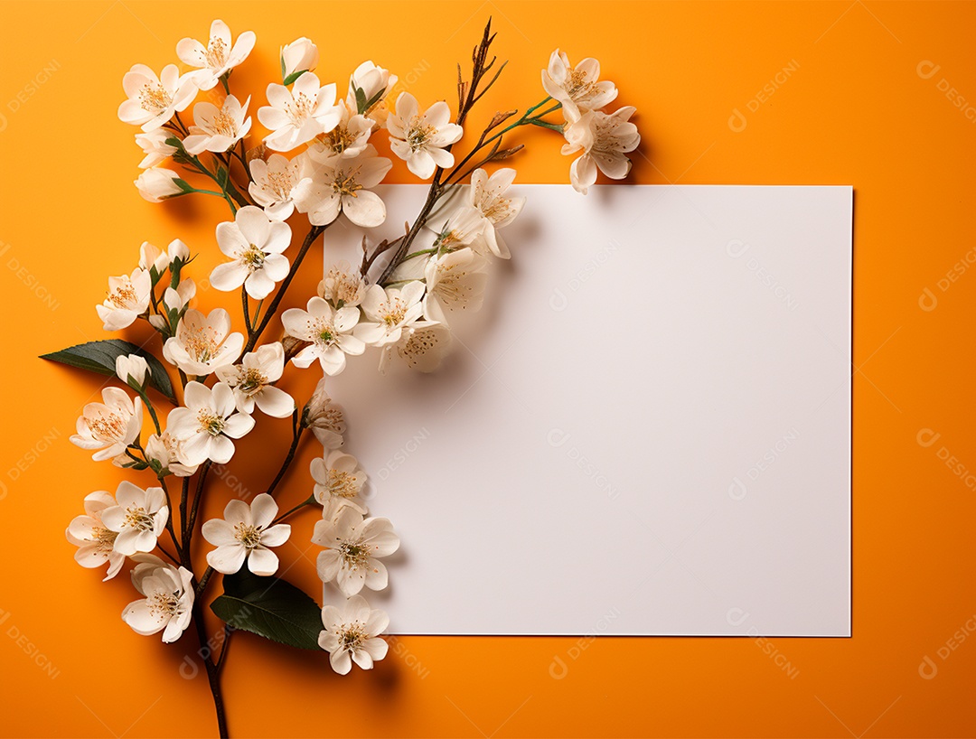 Linda moldura floral e folha em branco