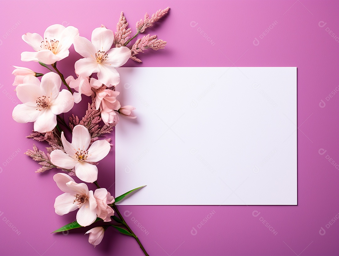 Linda moldura floral e folha em branco